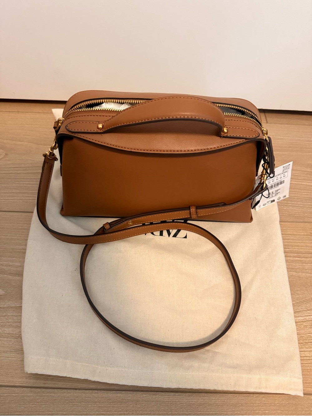 NWT Zara Leather City Bag - Dark Tan Crossbody Bag